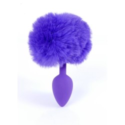 Purple Rabbit Tail with Anal Silicone Plug S 6.5 x 2.7cm