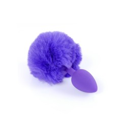 Purple Rabbit Tail with Anal Silicone Plug S 6.5 x 2.7cm