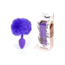 Purple Rabbit Tail with Anal Silicone Plug S 6.5 x 2.7cm