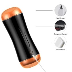 Rechargeable Vagina and Anus, Interactive with Motion Sensor, 10 Vibration Modes Cyberskin Masturbator