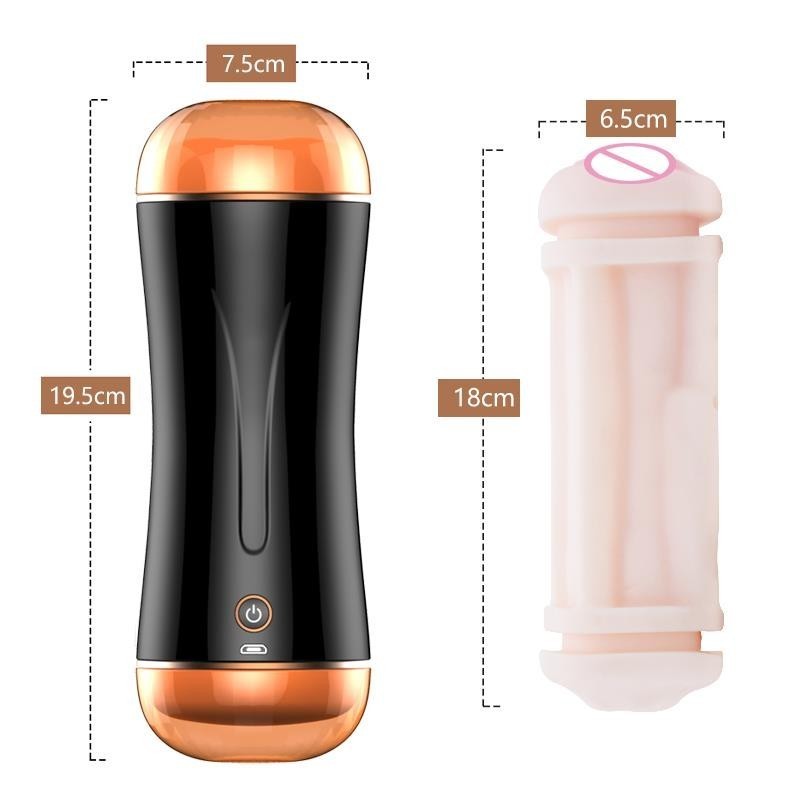 Rechargeable Vagina and Anus, Interactive with Motion Sensor, 10 Vibration Modes Cyberskin Masturbator
