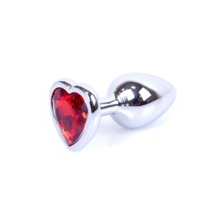 Joya Anal Corazón Plateado - Rojo Aluminio - Talla S