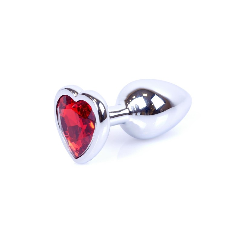 Silver Heart Anal Jewel - Aluminium Red - Size S