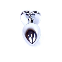 Joya Anal Corazón Plateado - Rojo Aluminio - Talla S