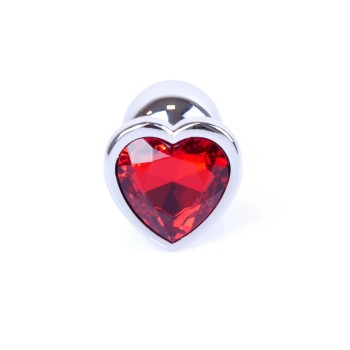 Joya Anal Corazón Plateado - Rojo Aluminio - Talla S 2