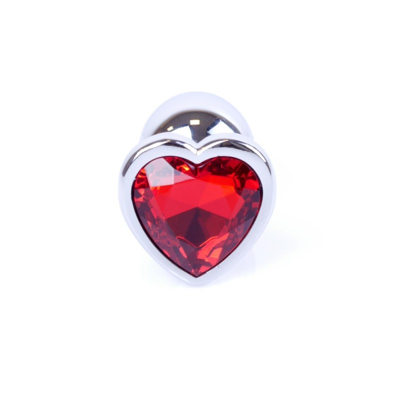 Joya Anal Corazón Plateado - Rojo Aluminio - Talla S