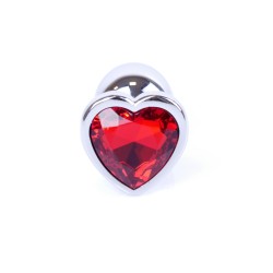 Joya Anal Corazón Plateado - Rojo Aluminio - Talla S