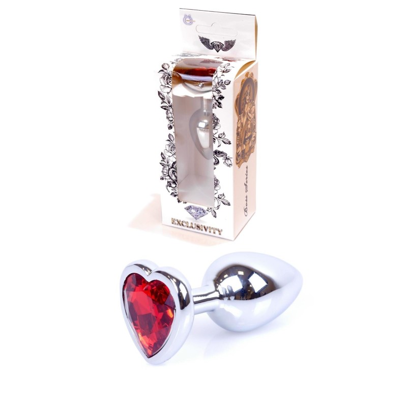 Silver Heart Anal Jewel - Aluminium Red - Size S