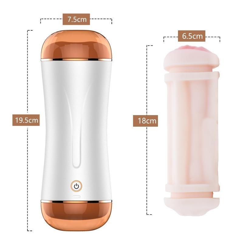 Rechargeable Vagina and Mouth, Interactive with Motion Sensor, 10 Vibration Modes Cyberskin Masturbator