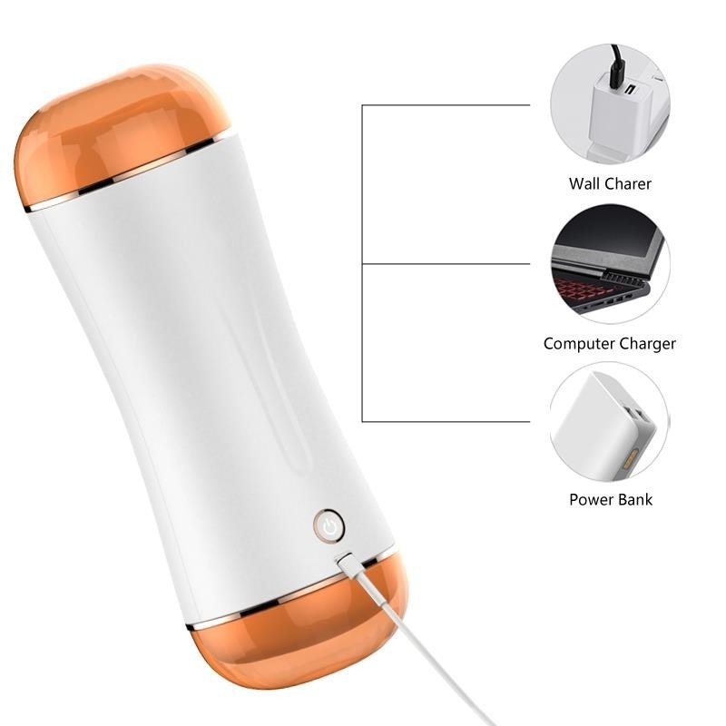 Vagina y Boca Recargable, interactivo con sensor de movimiento ,10 modos de vibración Masturbador Ciberskin