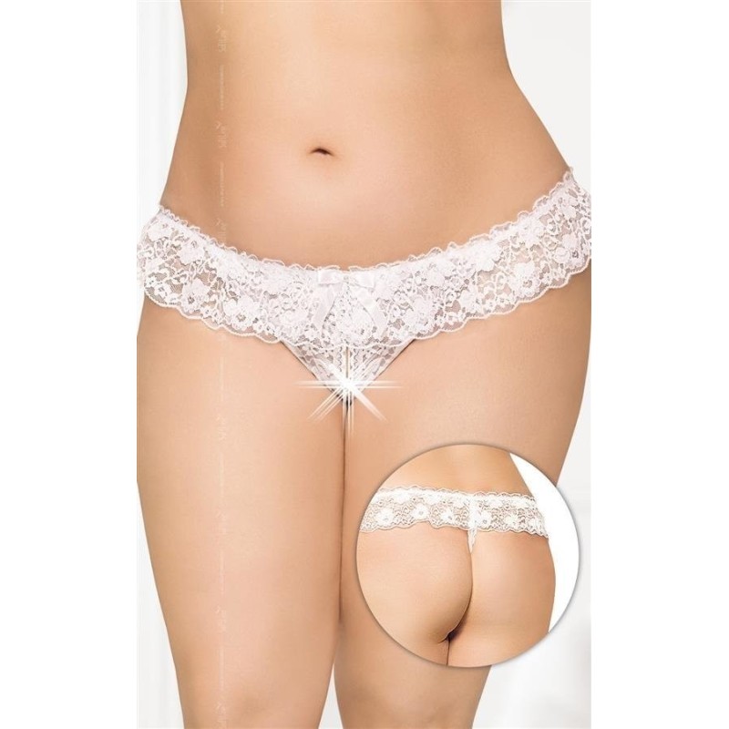Tanga de Encaje Blanco  abierto XL-XXXL 2432