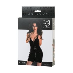 Naomi Minivestido con cremallera Wetlook Talla S