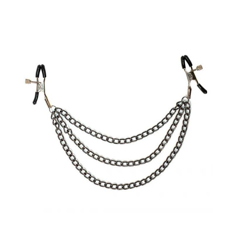 Nipple tweezers with triple chain Uncensored - Party Hard
