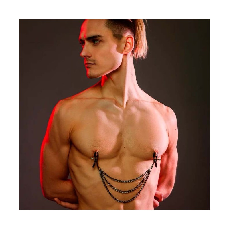 Nipple tweezers with triple chain Uncensored - Party Hard