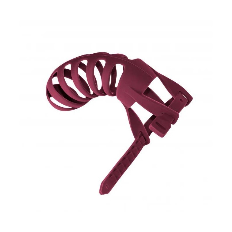 Chastity Belt with Lock - Silicone Penis Cage - Romello - Wine Color - Party Hard