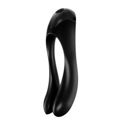 Satisfyer Candy Cane Black Mini Vibrator Finger 2 MotorsRechargable 12 Modes