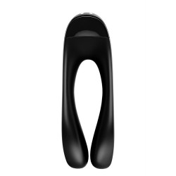 Satisfyer Candy Cane Negro Mini Vibrador Dedo 2 motoresRecargable 12 modos