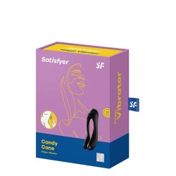 Satisfyer Candy Cane Black Mini Vibrator Finger 2 MotorsRechargable 12 Modes