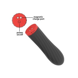 Bala Vibradora Silicona Recargable magnética 10 modos Negro 8,5x2,5cm