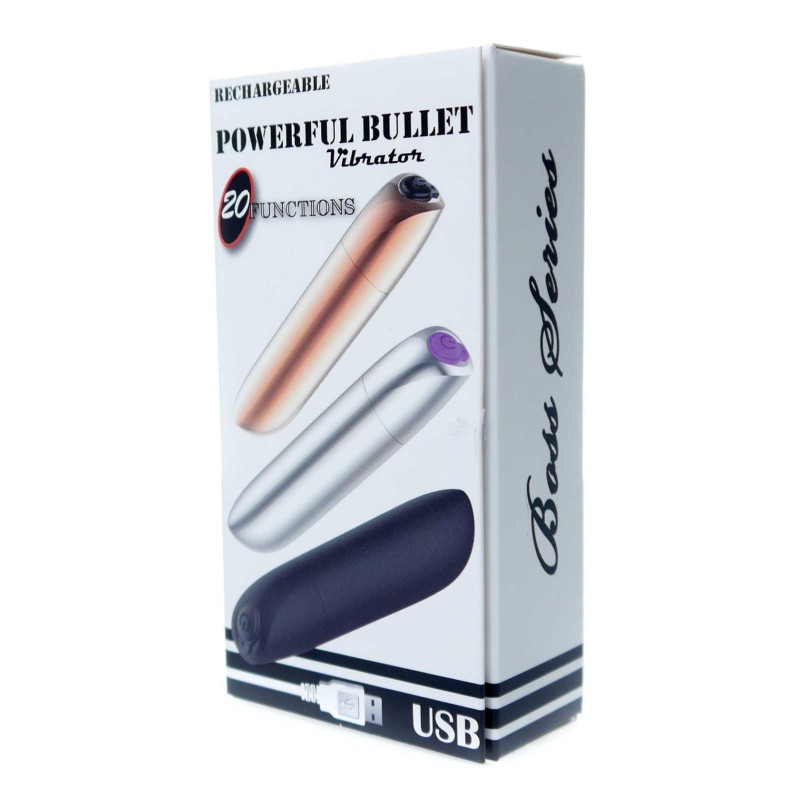 Powerful Bullet Vibrating Bullet Rechargeable 20 Modes Silver
