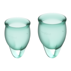 Feel confident Menstrual Cup Dark Green Set de 2 tasses vaginales Satisfyer