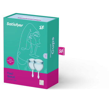 Sinta-se bem Copa Menstrual Luz Azul Conjunto de 2 Xícaras Vaginais Satisfyer 2