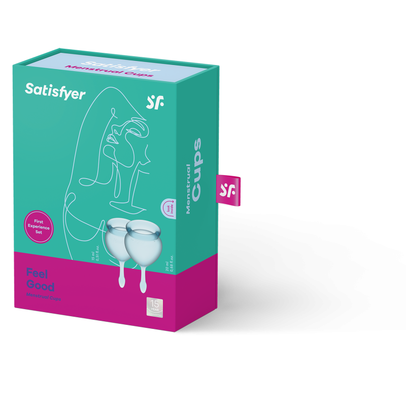 Feel good Menstrual Cup Light Blue Set of 2 Vaginal Cups Satisfyer
