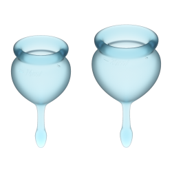 Sinta-se bem Copa Menstrual Luz Azul Conjunto de 2 Xícaras Vaginais Satisfyer