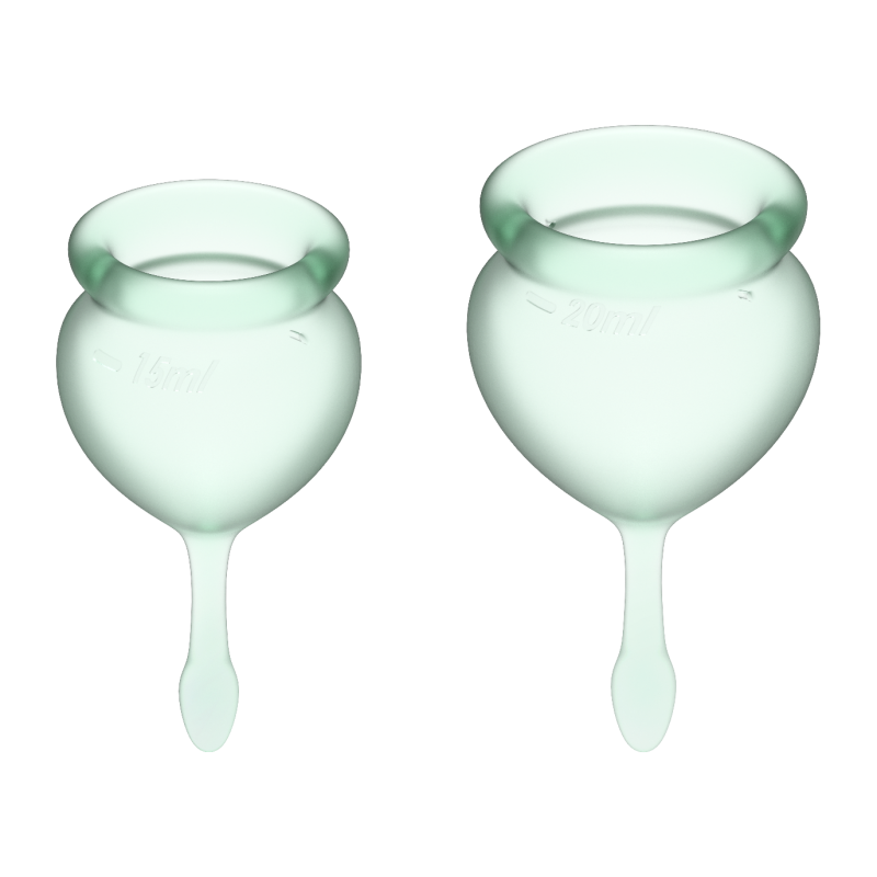 Feel good Menstrual Cup Light Green Set of 2 Vaginal Cups Satisfyer