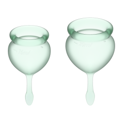 Feel good Menstrual Cup Light Green Set of 2 Vaginal Cups Satisfyer