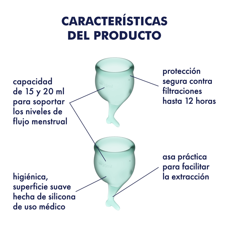 Feel secure Menstrual Cup Dark Green Set de 2 Copas Vaginales Satisfyer