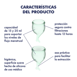 Feel secure Menstrual Cup Light Green Set de 2 Copas Vaginales Satisfyer