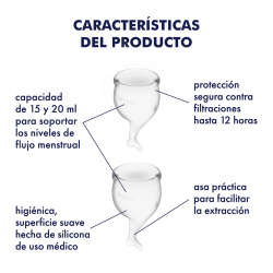Feel secure Menstrual Cup Transparent Set de 2 tasses vaginales Satisfyer