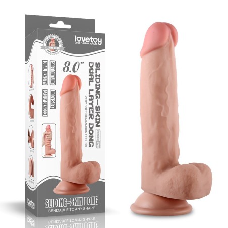 Dildo mit Leder Sliding Skin 8 Zoll (20cm)