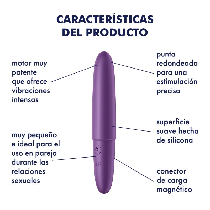 Satisfyer Ultra Power Bullet 6 Violeta Mini Bala Recargable 12 modos