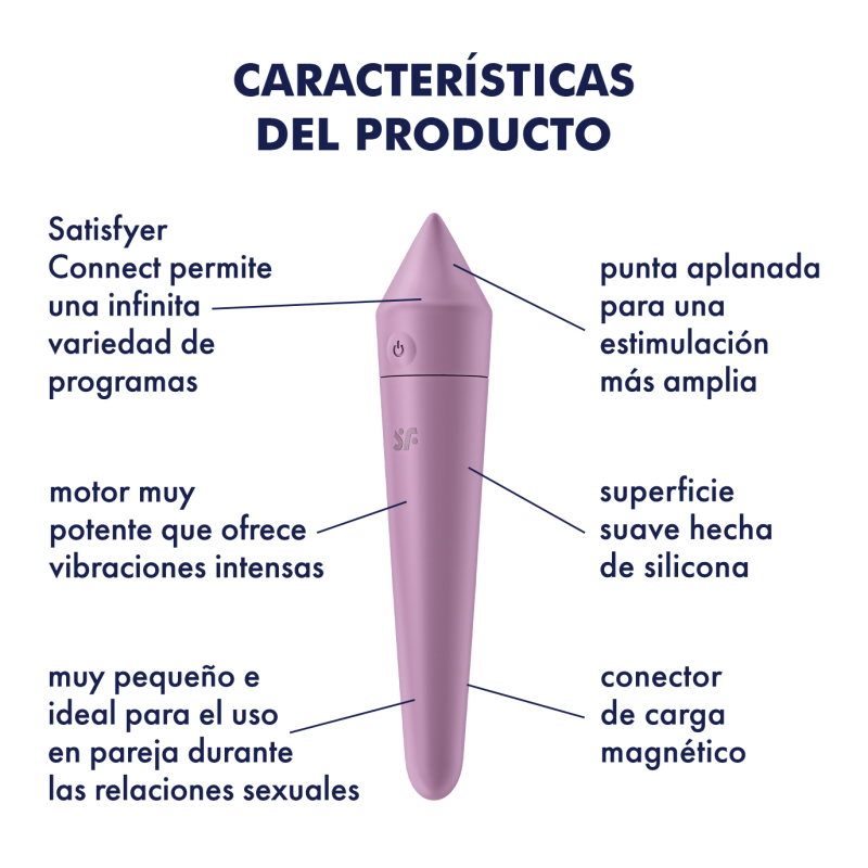 Satisfyer Ultra Power Bullet 8 Lilac Mini Bullet Rechargeable 12 modes