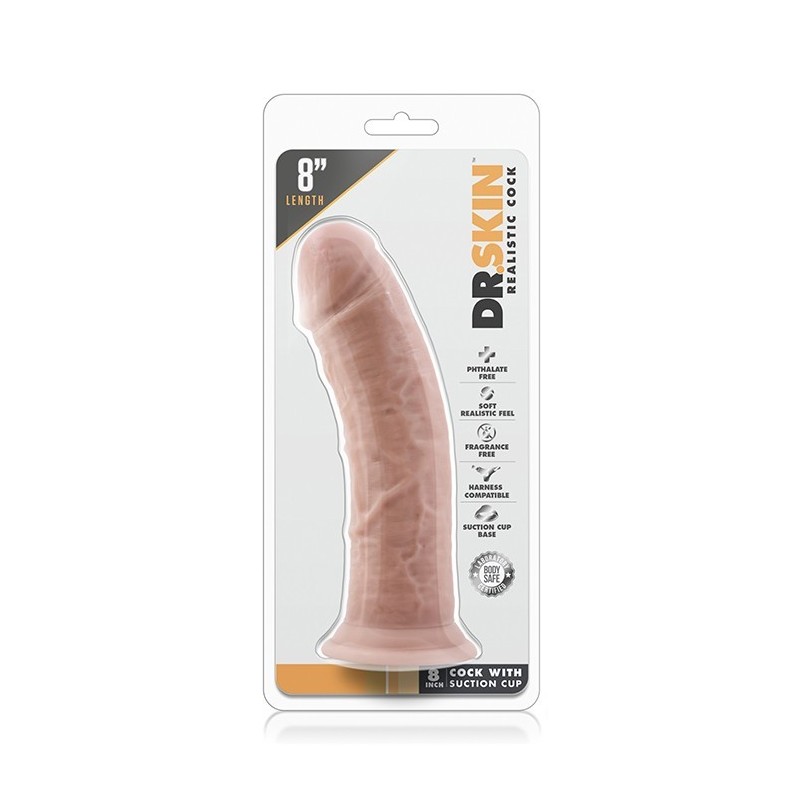 DR SKIN REALISTIC COCK SUCTION CUP 8" REALISTIC PENIS 20cm x 4.5cm