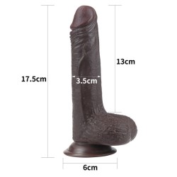 Schwarzer Dildo mit Leder Sliding Skin 7 Zoll (17,5 cm)
