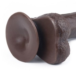 Schwarzer Dildo mit Leder Sliding Skin 7 Zoll (17,5 cm)