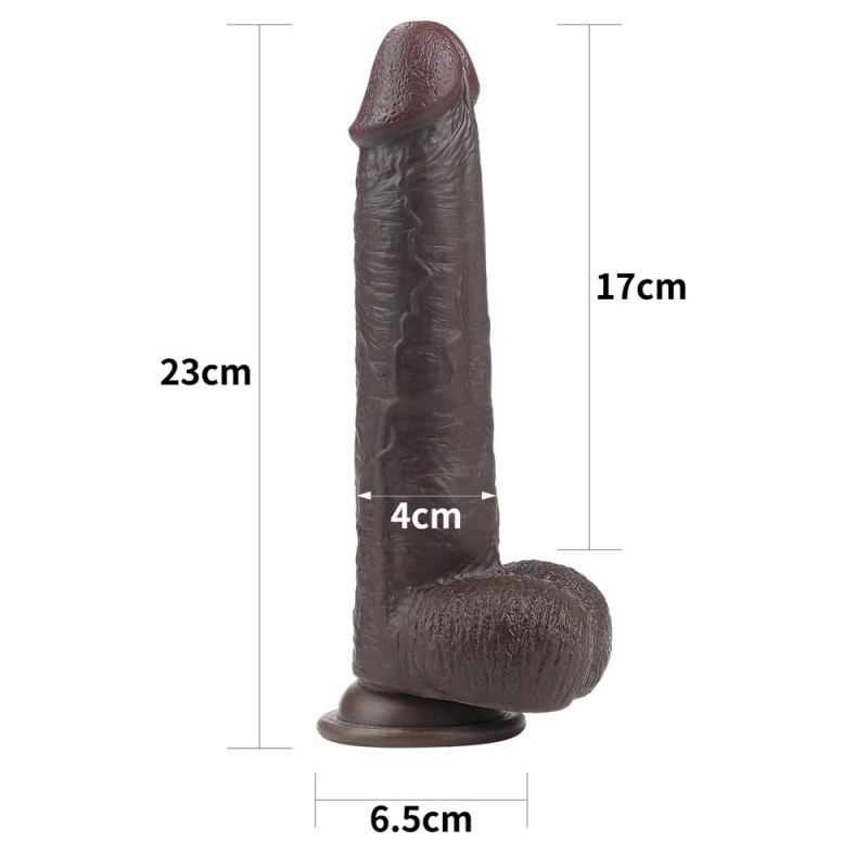 Preto Dildo com couro - Pele Deslizante 9 polegadas (23x4cm)