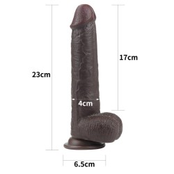 Dildo Black with leather - Sliding Skin 9 inches (23x4cm)