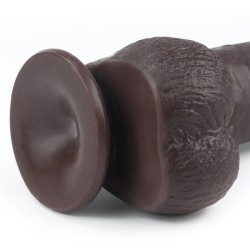 Preto Dildo com couro - Pele Deslizante 9 polegadas (23x4cm)