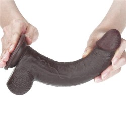 Preto Dildo com couro - Pele Deslizante 9 polegadas (23x4cm)