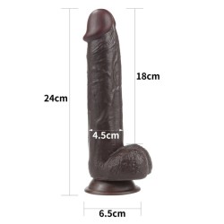 Black Dildo with Leather Sliding Skin 9.5 inches (24x4.5cm)
