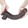 Black Dildo with Leather Sliding Skin 9.5 inches (24x4.5cm)