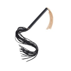 GP Premium Latigo Flogger Negro - Piel Vegana - 53cm