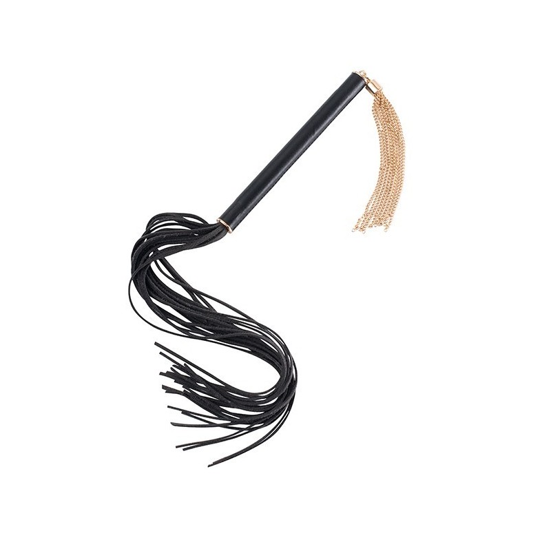 GP Premium Latigo Flogger Preto - Couro Vegano - 53cm