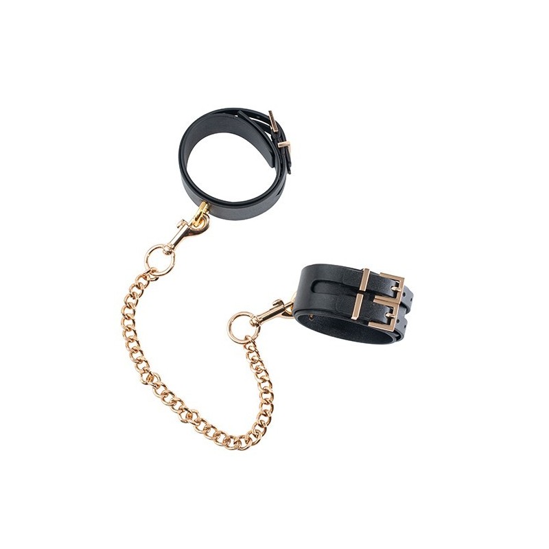 GP Premium Knöchel Handschellen Schwarz und Gold - mit Karabiner