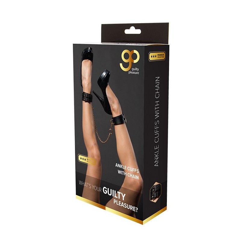 GP Premium Ankle Handcuffs Black and Gold - com Carabiner