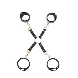GP Premium Set Hogtie - Menottes poignet et cheville Noir et or - avec mousqueton